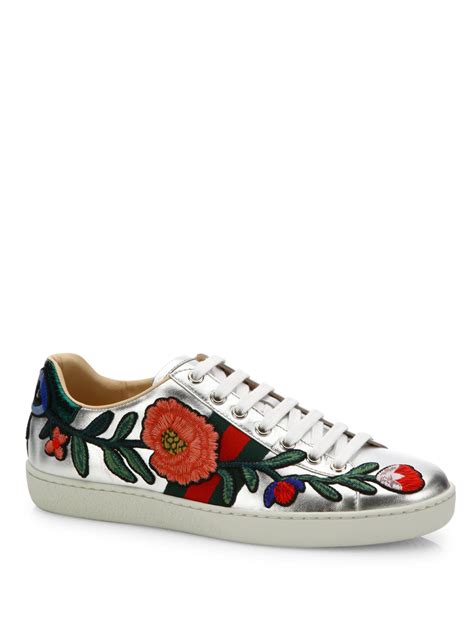 gucci shoes flower embroidered